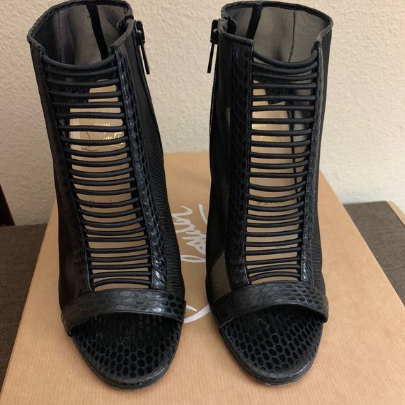 Christian Louboutin - Trouble 100 Mesh & Leather Booties $900.00 Women's Size 38 - Picture 7 of 11